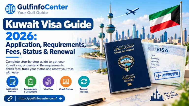 Kuwait Visa Guide 2026 covering visa application, requirements, fees, status and renewal